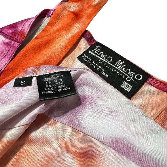 VTG Y2K Tango Mango Fuchsia Pink & Orange Tie Dye Flared Mini Skater Dress S - Picture 7 of 7